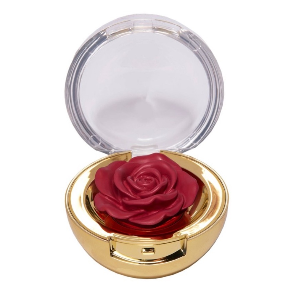 Rose Shaped Blush Compact - Gold and Red